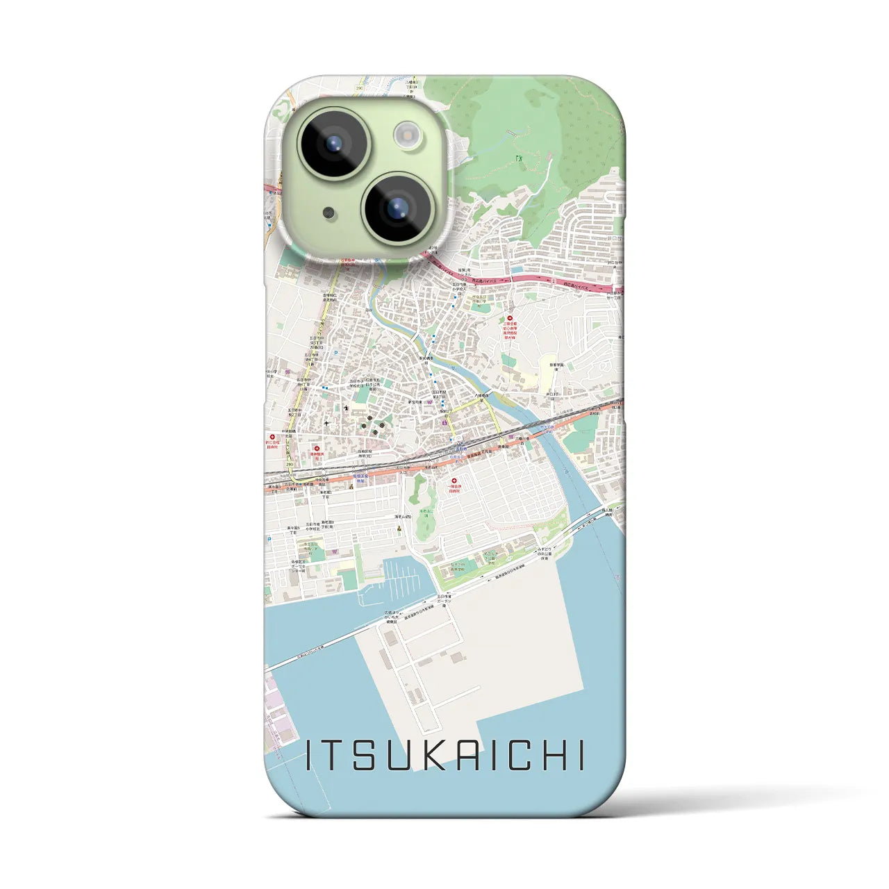 【五日市（広島県）】地図柄iPhoneケース（バックカバータイプ・ナチュラル）iPhone 15 用