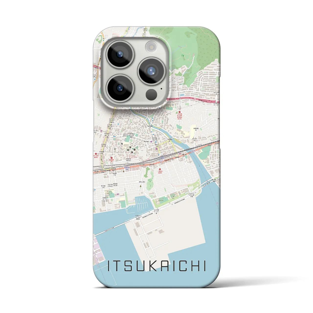 【五日市（広島県）】地図柄iPhoneケース（バックカバータイプ・ナチュラル）iPhone 15 Pro 用