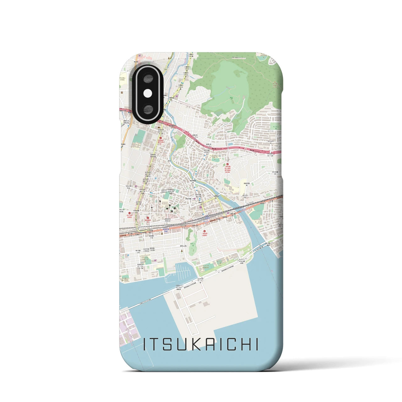 【五日市（広島県）】地図柄iPhoneケース（バックカバータイプ・ナチュラル）iPhone XS / X 用