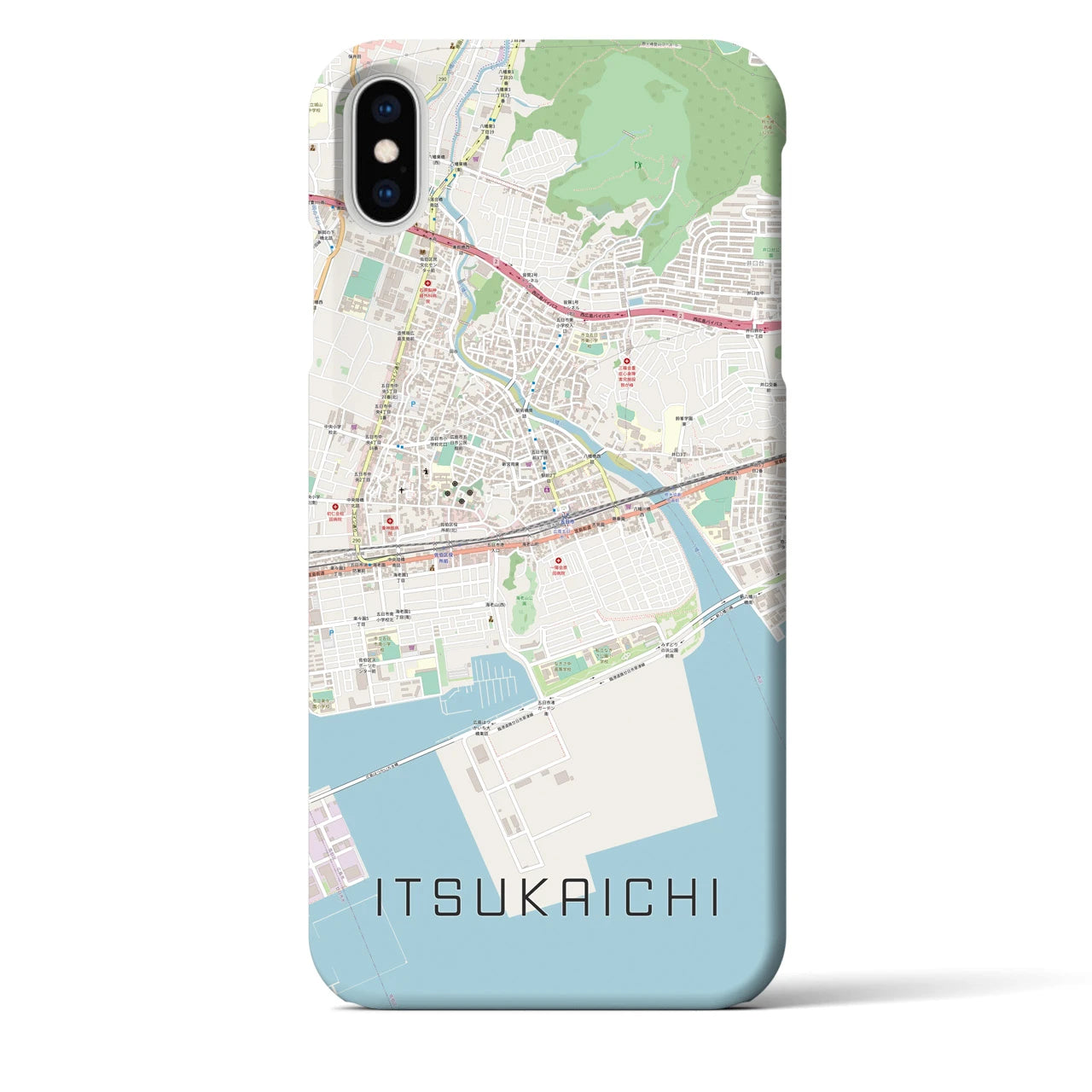 【五日市（広島県）】地図柄iPhoneケース（バックカバータイプ・ナチュラル）iPhone XS Max 用