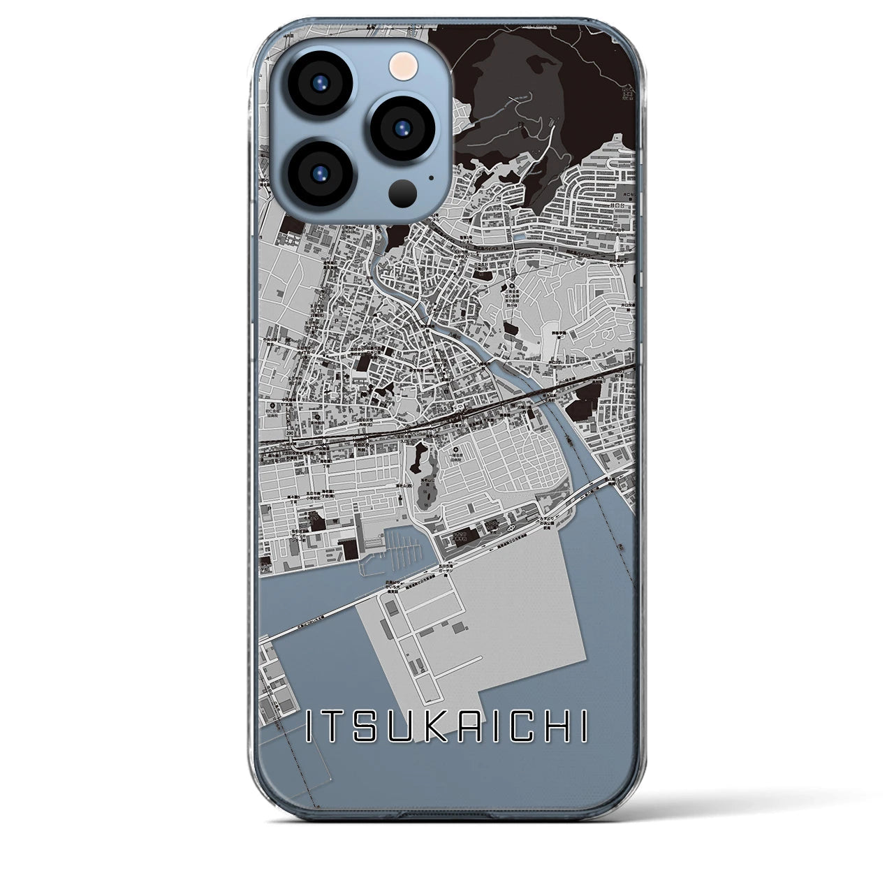 【五日市（広島県）】地図柄iPhoneケース（クリアタイプ・モノトーン）iPhone 13 Pro Max 用