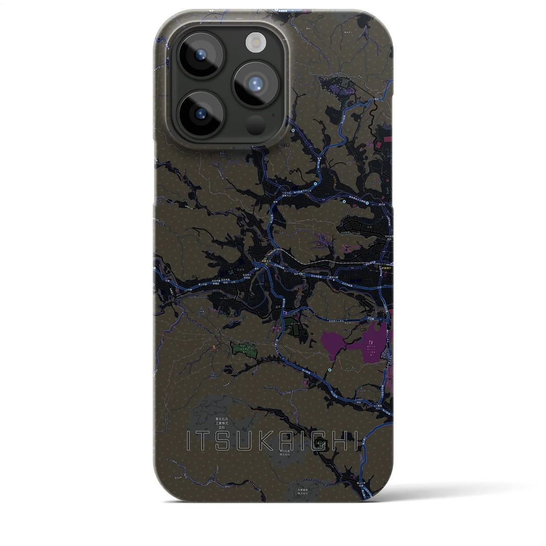 【五日市】地図柄iPhoneケース（バックカバータイプ・ブラック）iPhone 15 Pro Max 用