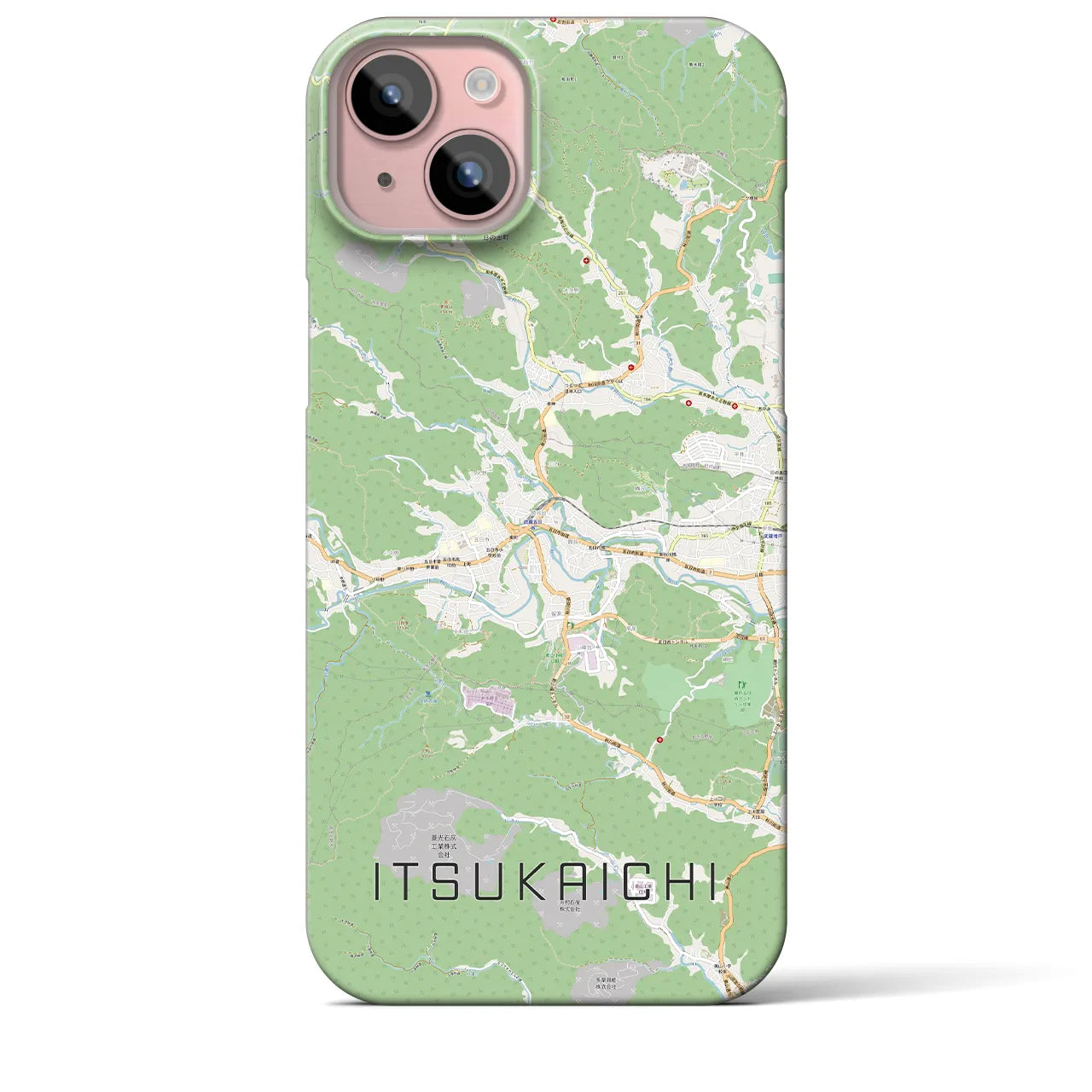 【五日市】地図柄iPhoneケース（バックカバータイプ・ナチュラル）iPhone 15 Plus 用
