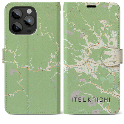 【五日市】地図柄iPhoneケース（手帳両面タイプ・ナチュラル）iPhone 15 Pro Max 用