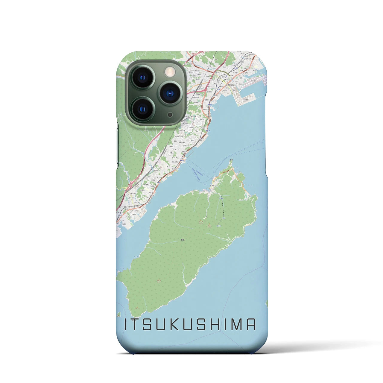 【厳島】地図柄iPhoneケース（バックカバータイプ・ナチュラル）iPhone 11 Pro 用