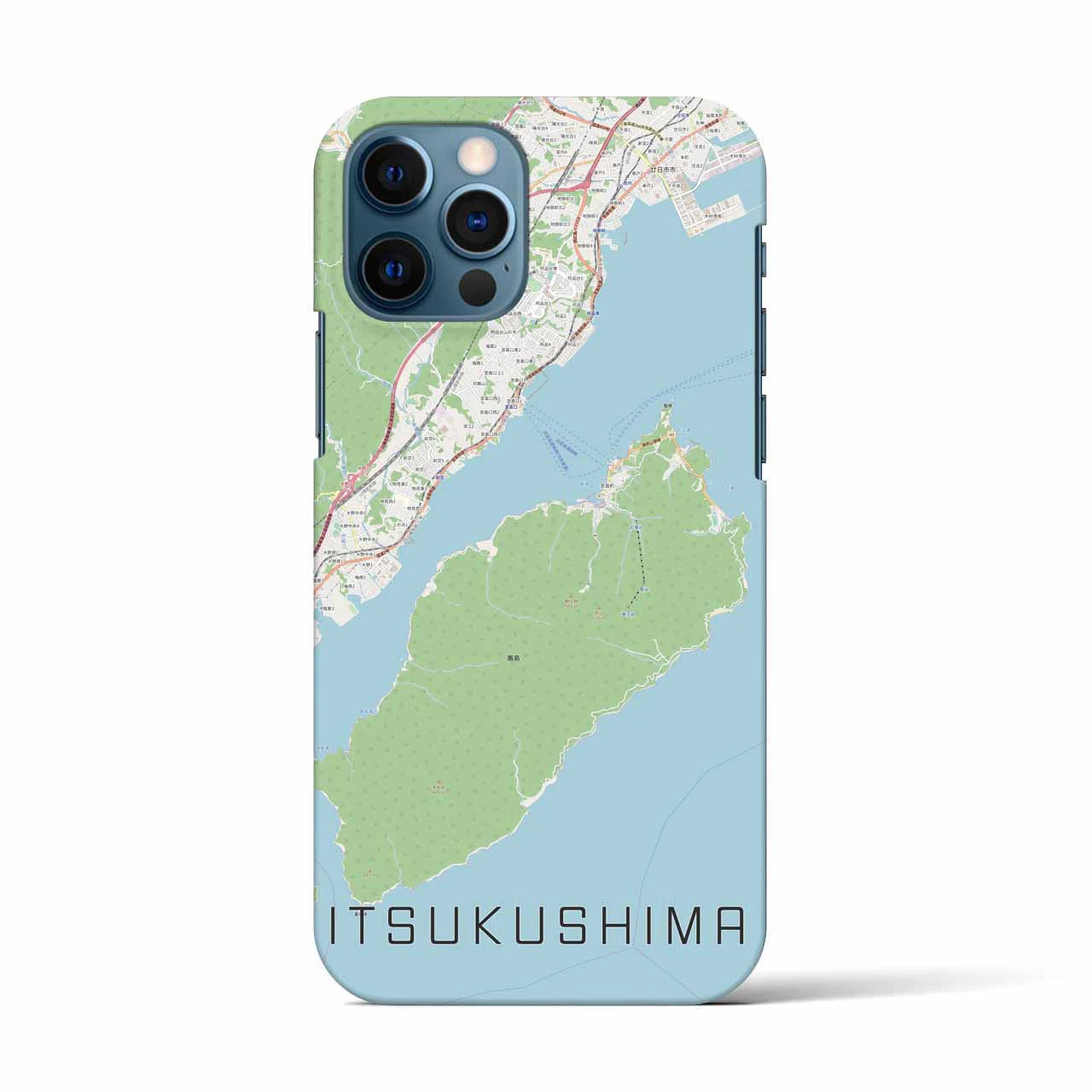 【厳島】地図柄iPhoneケース（バックカバータイプ・ナチュラル）iPhone 12 / 12 Pro 用