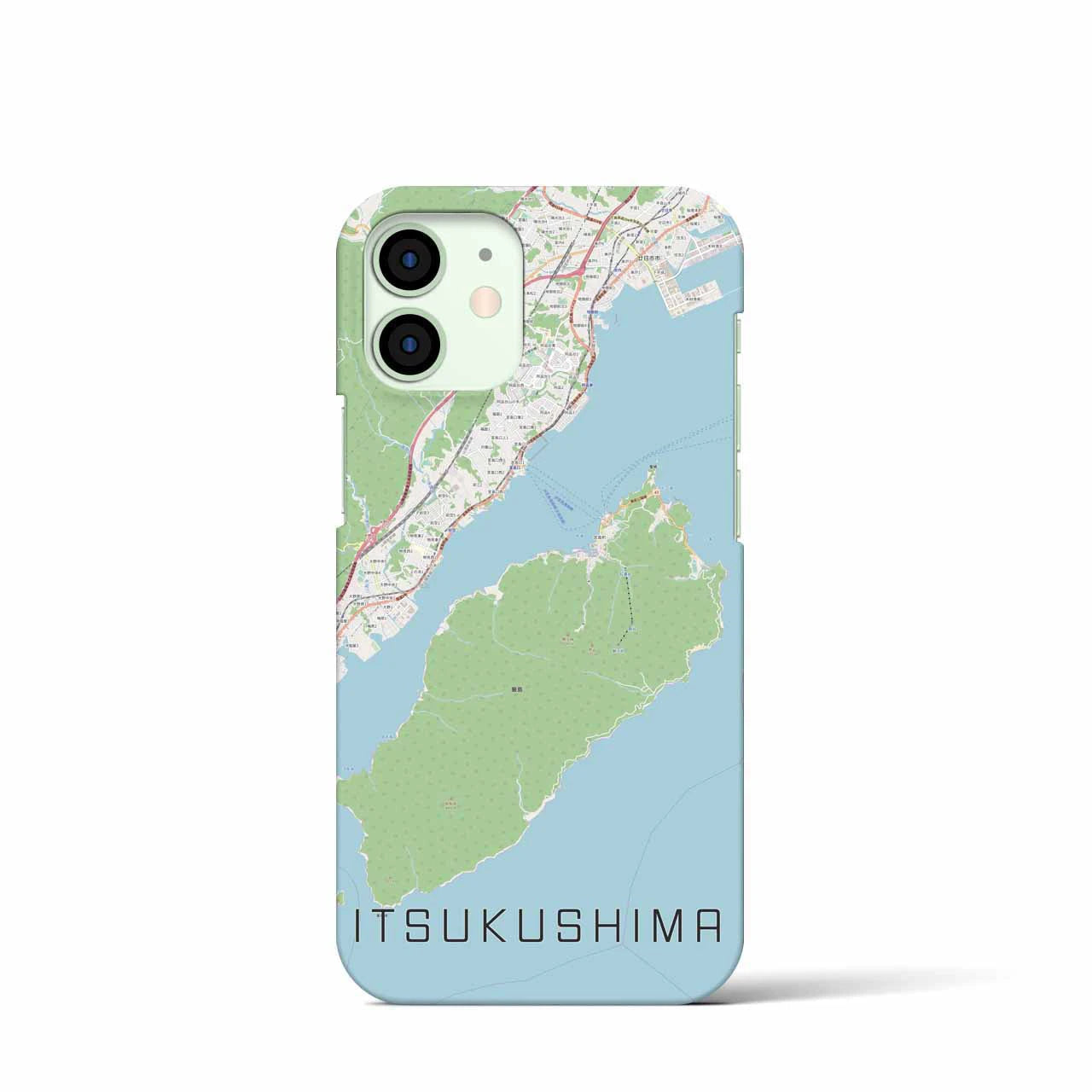 【厳島】地図柄iPhoneケース（バックカバータイプ・ナチュラル）iPhone 12 mini 用