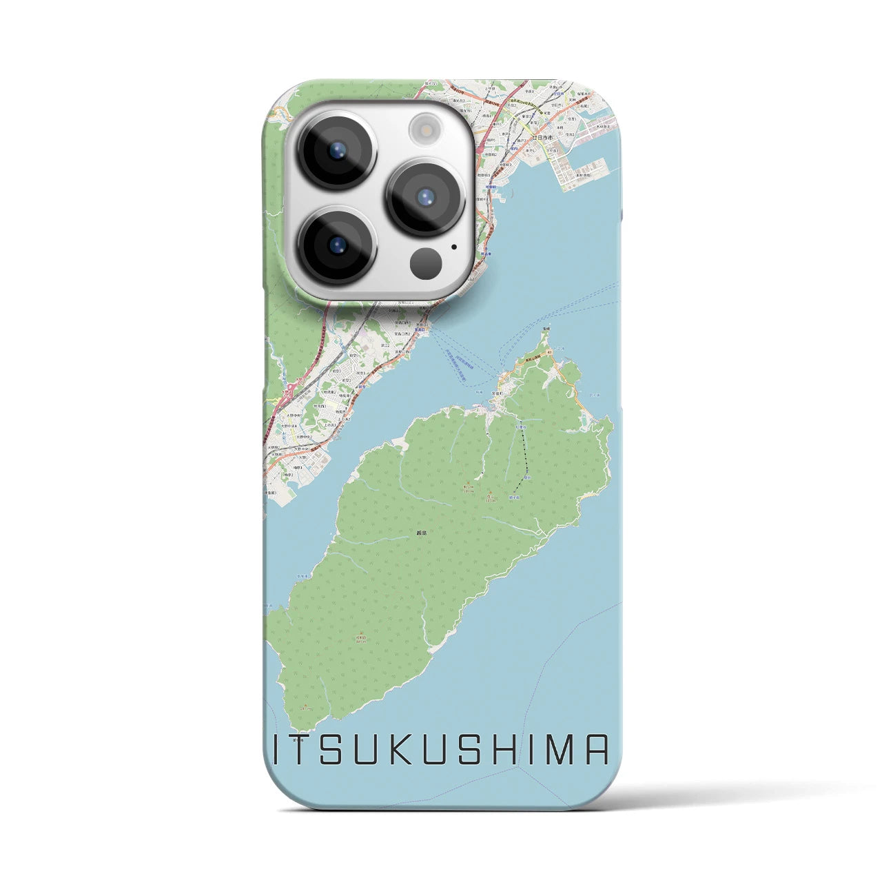 【厳島】地図柄iPhoneケース（バックカバータイプ・ナチュラル）iPhone 14 Pro 用