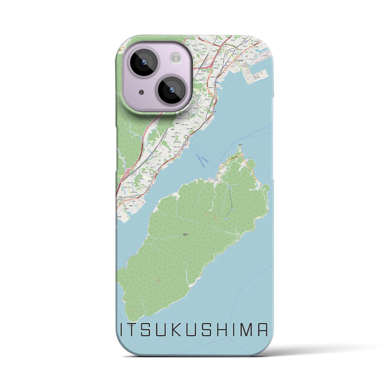 【厳島】地図柄iPhoneケース（バックカバータイプ・ナチュラル）iPhone 14 用