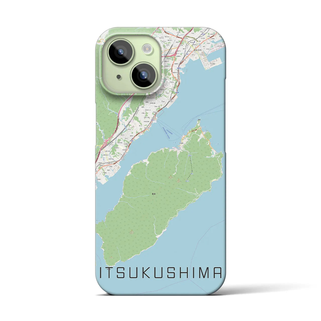 【厳島】地図柄iPhoneケース（バックカバータイプ・ナチュラル）iPhone 15 用