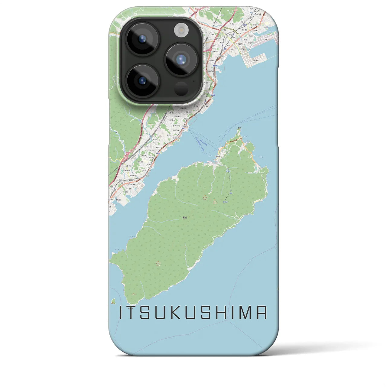 【厳島】地図柄iPhoneケース（バックカバータイプ・ナチュラル）iPhone 15 Pro Max 用