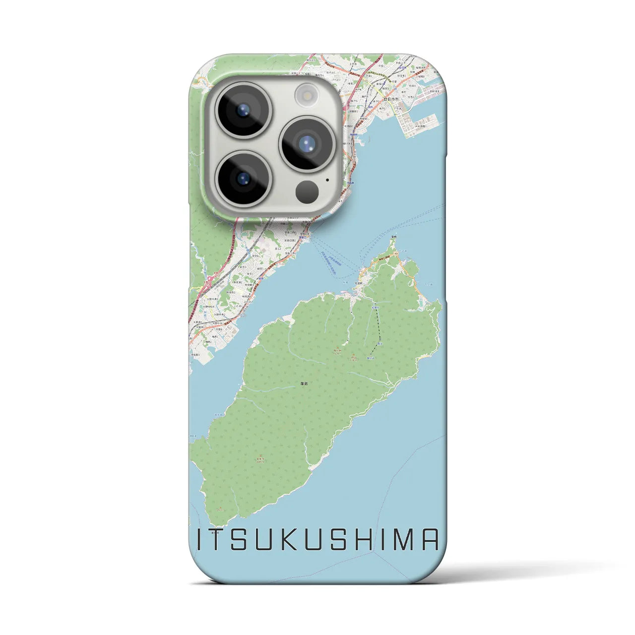 【厳島】地図柄iPhoneケース（バックカバータイプ・ナチュラル）iPhone 15 Pro 用