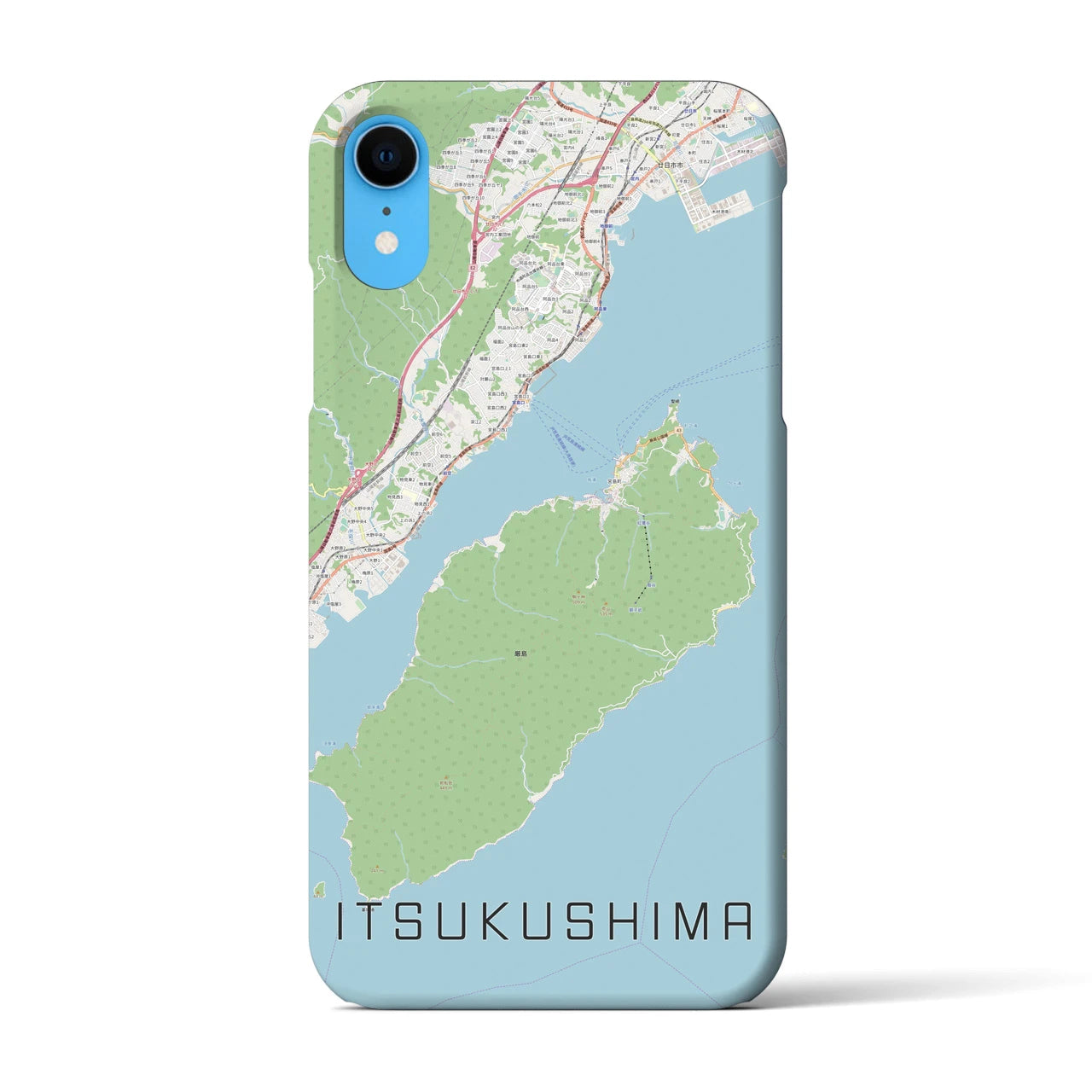 【厳島】地図柄iPhoneケース（バックカバータイプ・ナチュラル）iPhone XR 用