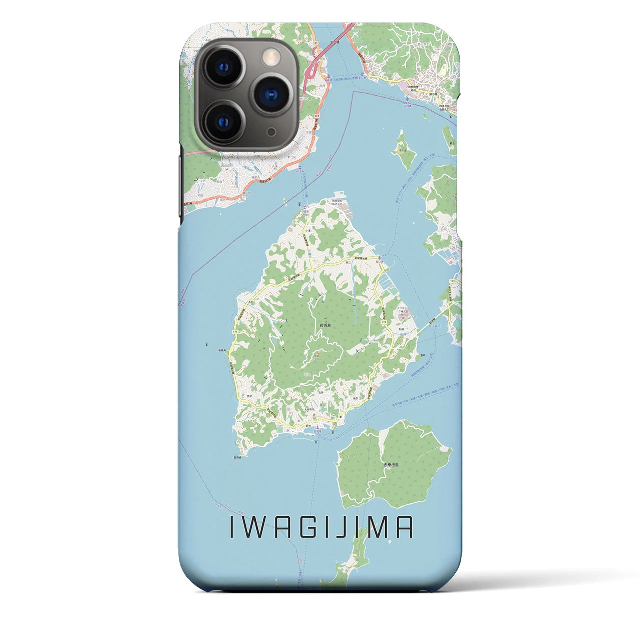 【岩城島】地図柄iPhoneケース（バックカバータイプ・ナチュラル）iPhone 11 Pro Max 用