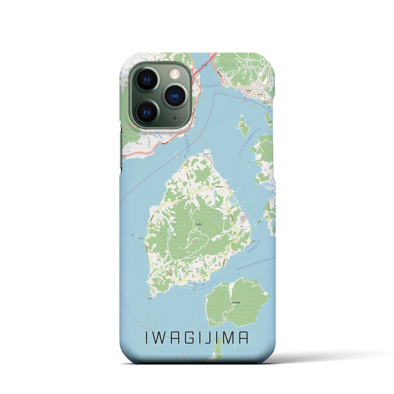 【岩城島】地図柄iPhoneケース（バックカバータイプ・ナチュラル）iPhone 11 Pro 用