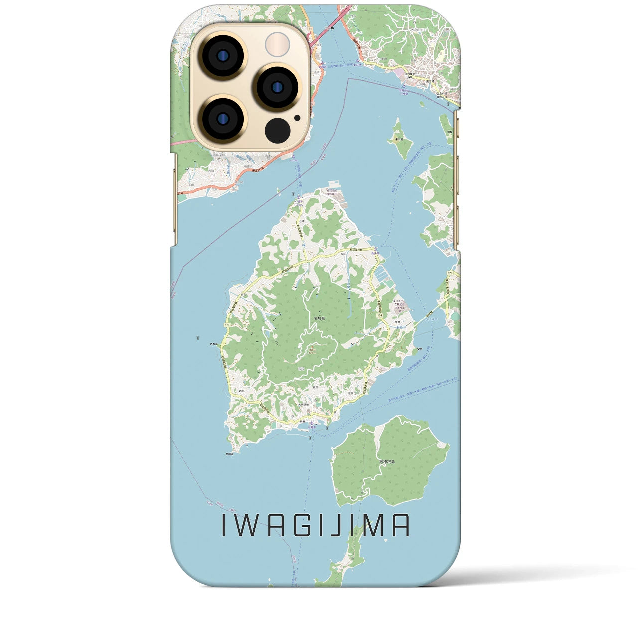【岩城島】地図柄iPhoneケース（バックカバータイプ・ナチュラル）iPhone 12 Pro Max 用