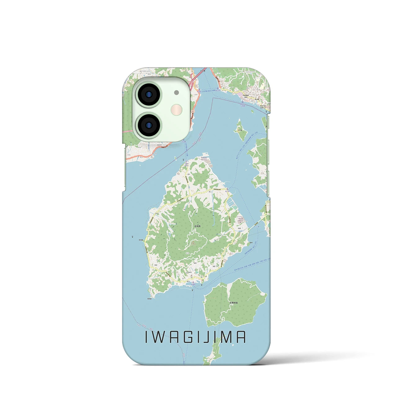 【岩城島】地図柄iPhoneケース（バックカバータイプ・ナチュラル）iPhone 12 mini 用