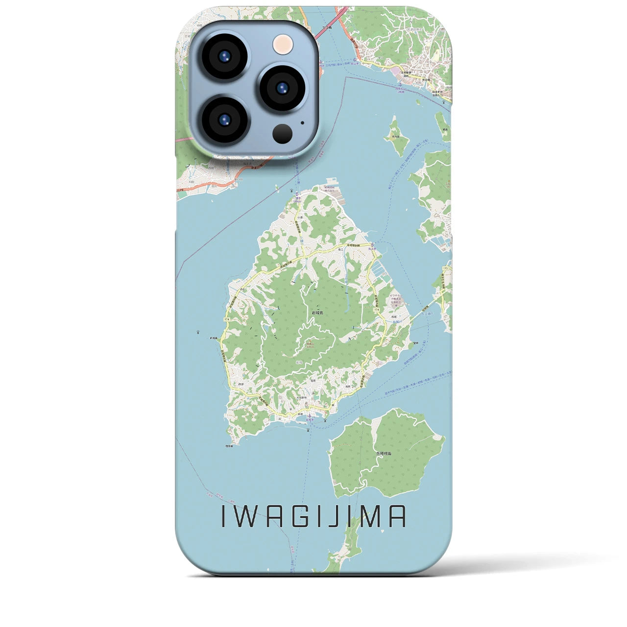 【岩城島】地図柄iPhoneケース（バックカバータイプ・ナチュラル）iPhone 13 Pro Max 用