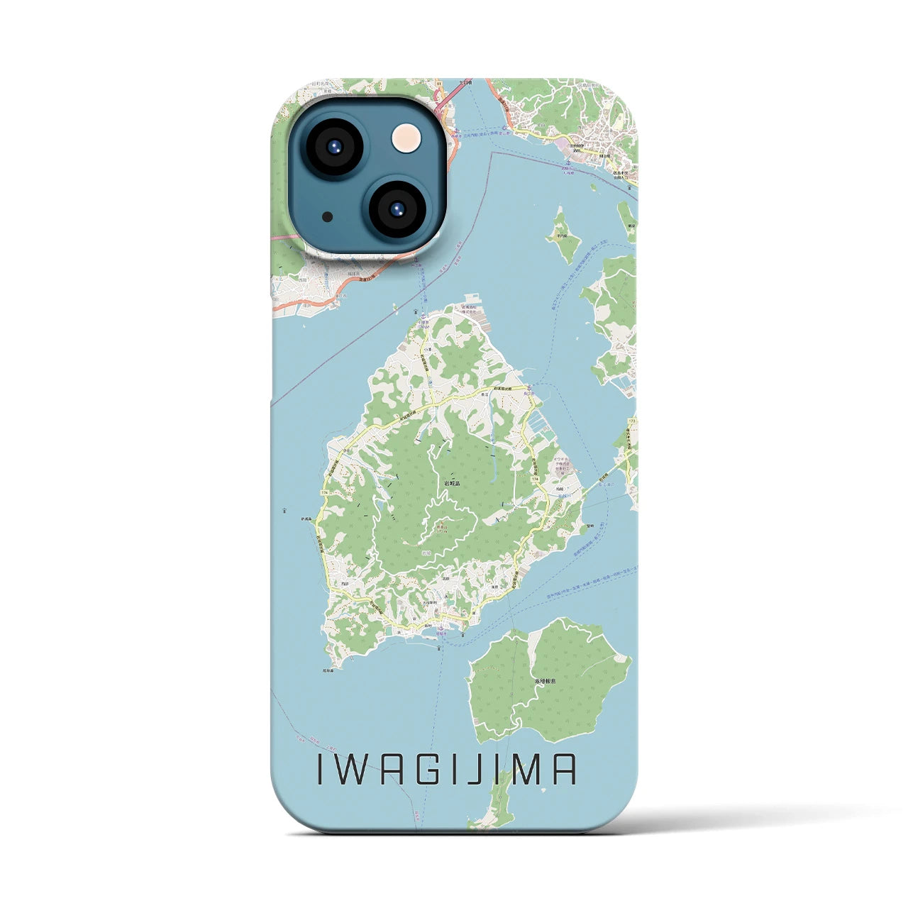 【岩城島】地図柄iPhoneケース（バックカバータイプ・ナチュラル）iPhone 13 用