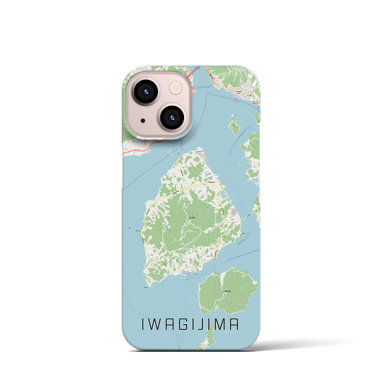 【岩城島】地図柄iPhoneケース（バックカバータイプ・ナチュラル）iPhone 13 mini 用