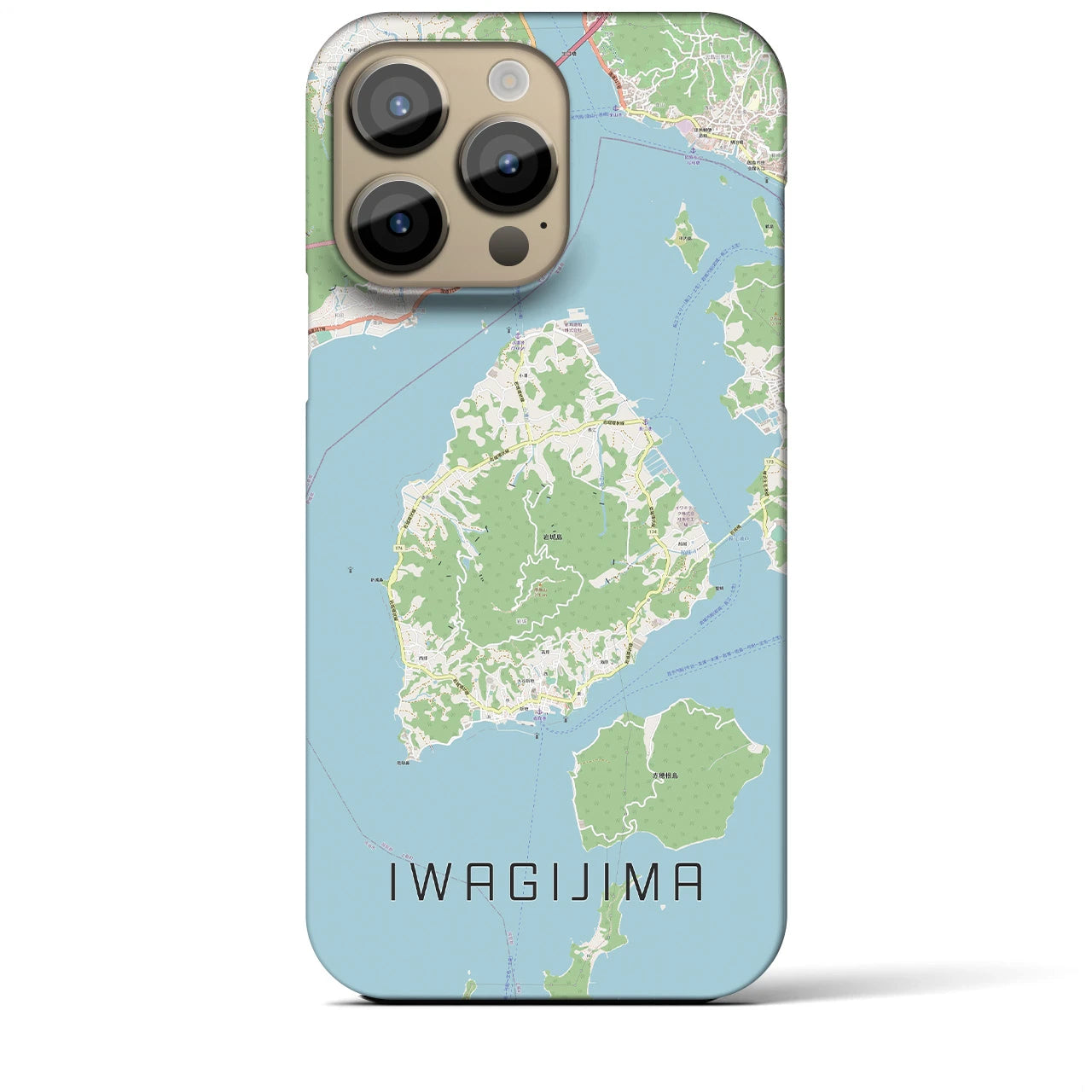 【岩城島】地図柄iPhoneケース（バックカバータイプ・ナチュラル）iPhone 14 Pro Max 用