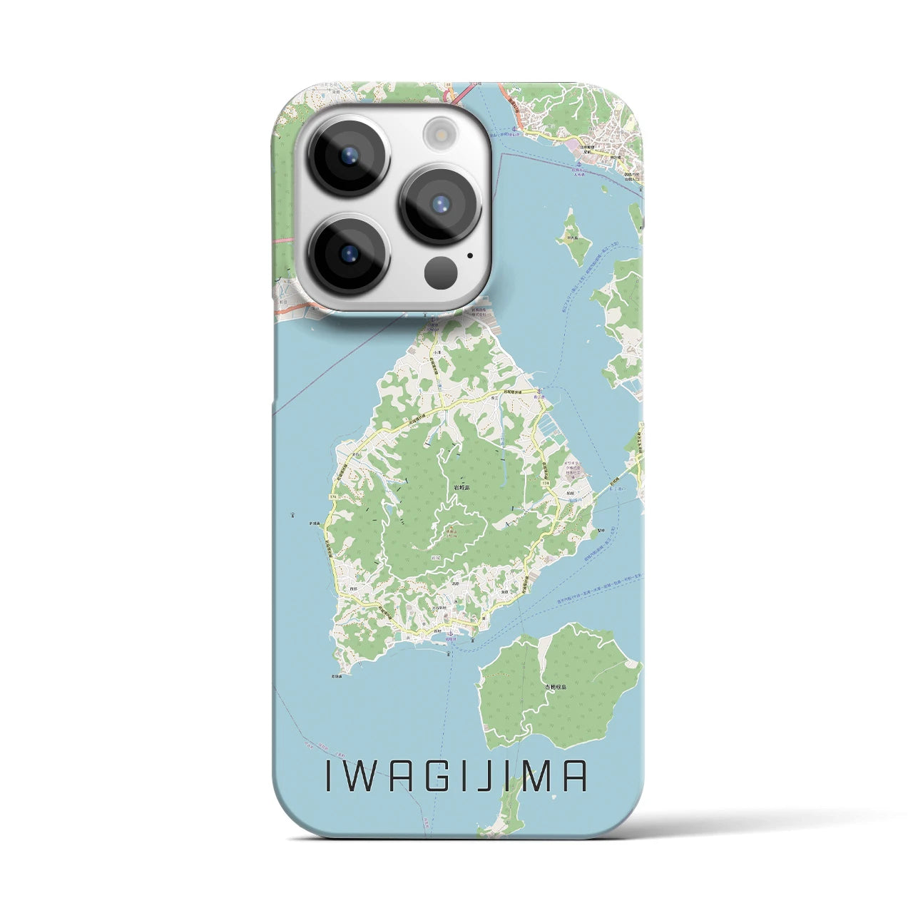 【岩城島】地図柄iPhoneケース（バックカバータイプ・ナチュラル）iPhone 14 Pro 用