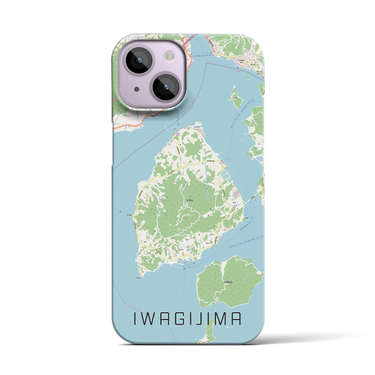 【岩城島】地図柄iPhoneケース（バックカバータイプ・ナチュラル）iPhone 14 用