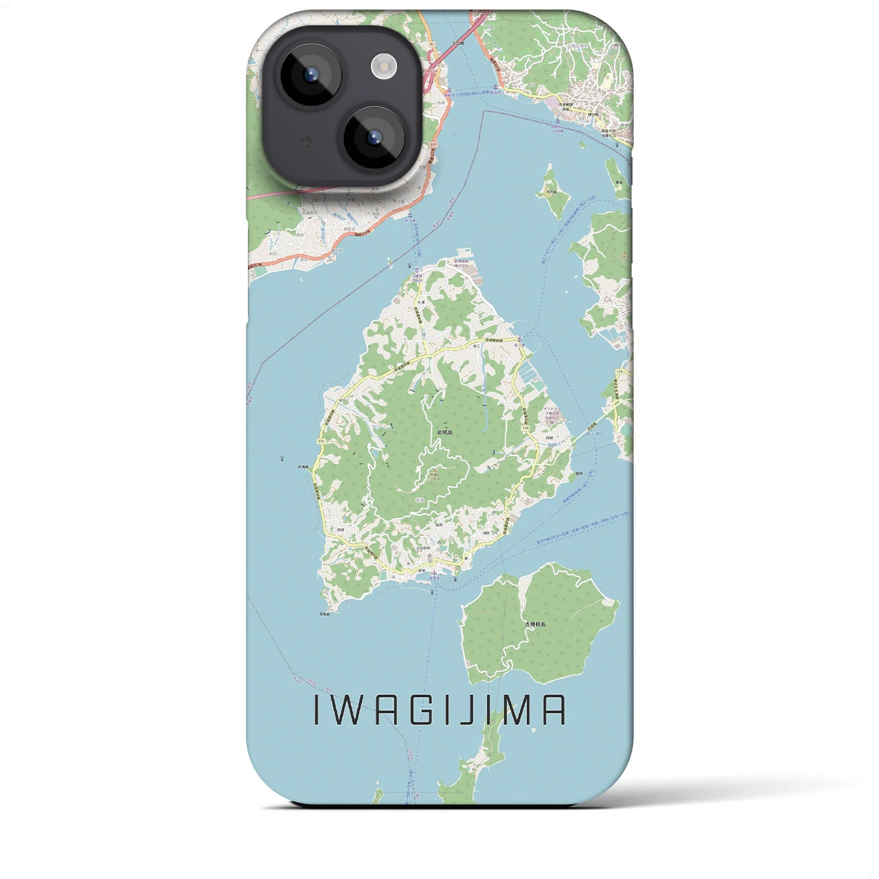 【岩城島】地図柄iPhoneケース（バックカバータイプ・ナチュラル）iPhone 14 Plus 用