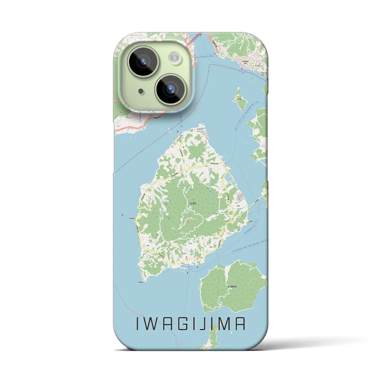 【岩城島】地図柄iPhoneケース（バックカバータイプ・ナチュラル）iPhone 15 用