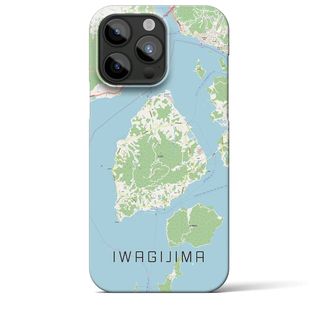 【岩城島】地図柄iPhoneケース（バックカバータイプ・ナチュラル）iPhone 15 Pro Max 用