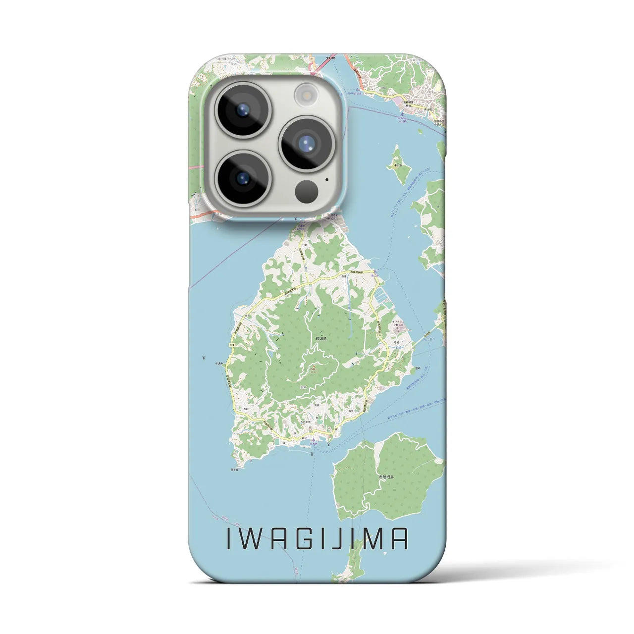 【岩城島】地図柄iPhoneケース（バックカバータイプ・ナチュラル）iPhone 15 Pro 用