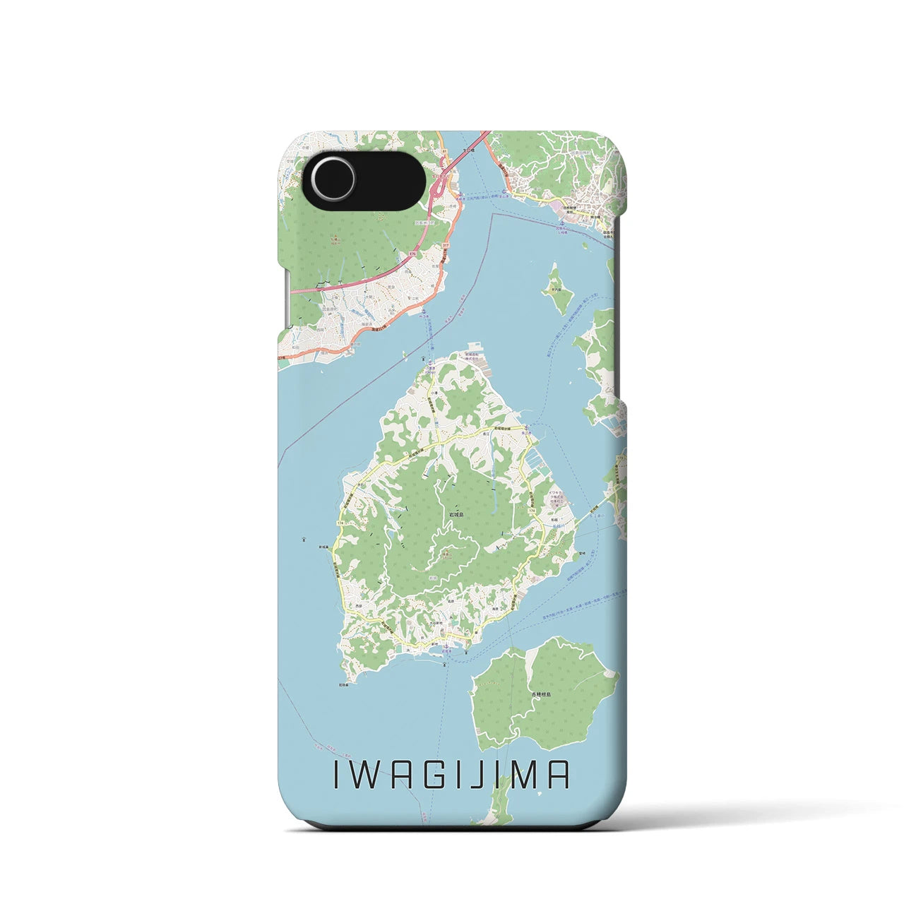 【岩城島】地図柄iPhoneケース（バックカバータイプ・ナチュラル）iPhone SE（第3 / 第2世代） / 8 / 7 / 6s / 6 用