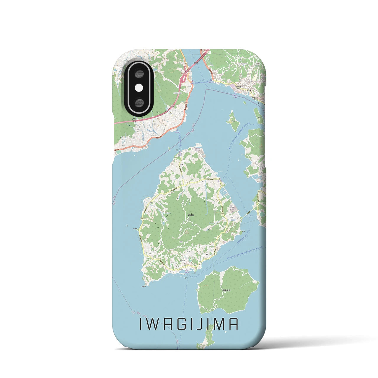 【岩城島】地図柄iPhoneケース（バックカバータイプ・ナチュラル）iPhone XS / X 用