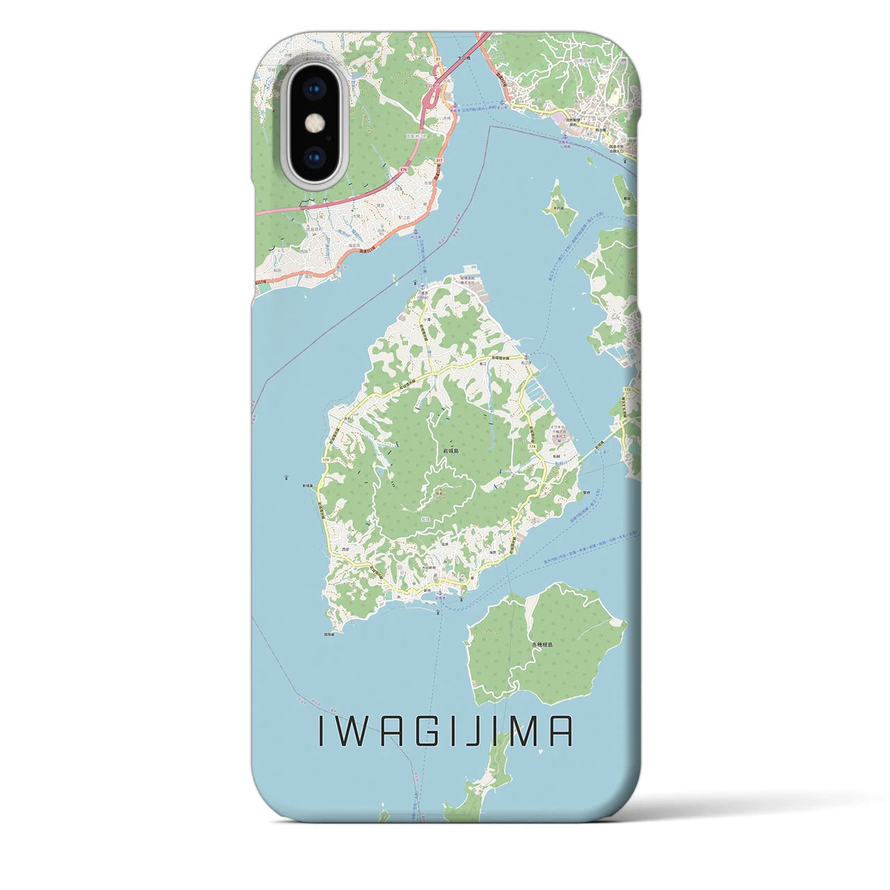 【岩城島】地図柄iPhoneケース（バックカバータイプ・ナチュラル）iPhone XS Max 用