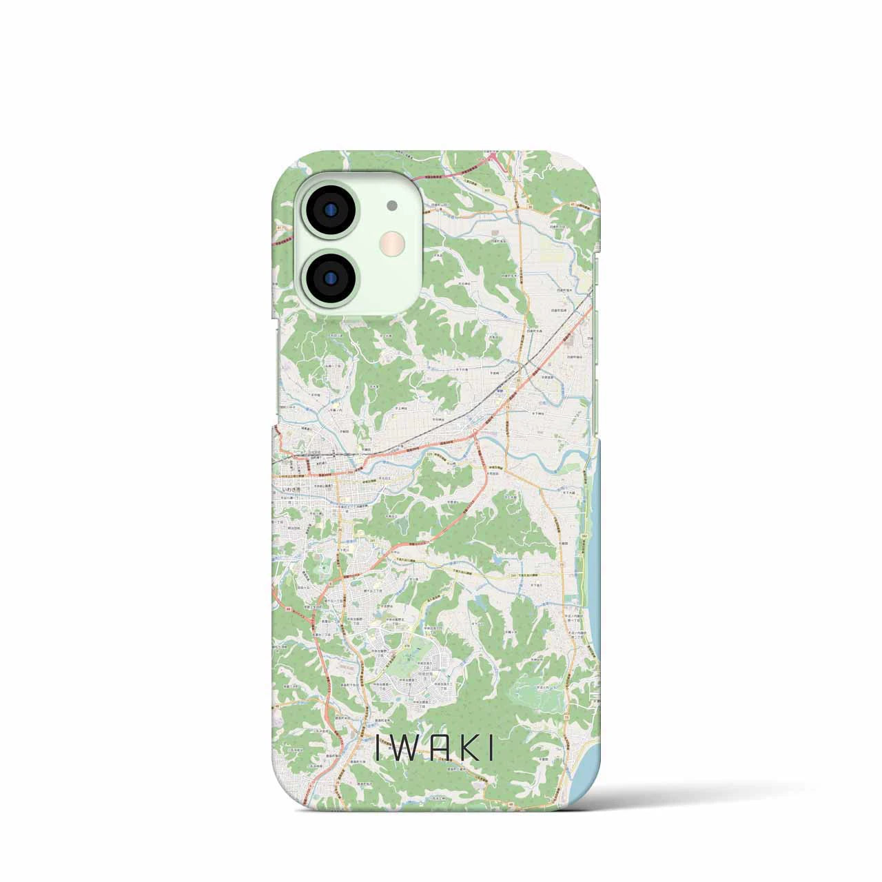 【いわき】地図柄iPhoneケース（バックカバータイプ・ナチュラル）iPhone 12 mini 用