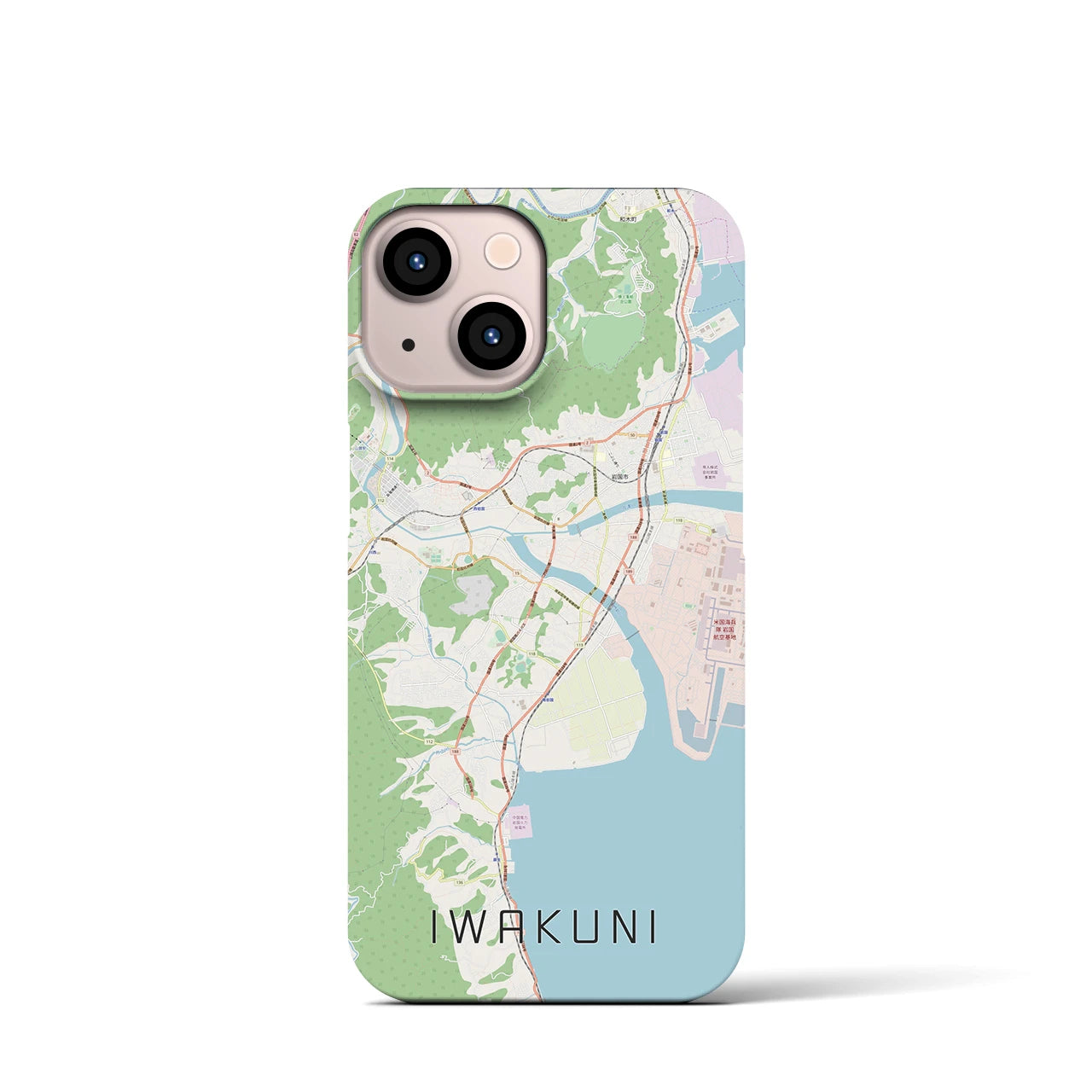 【岩国】地図柄iPhoneケース（バックカバータイプ・ナチュラル）iPhone 13 mini 用