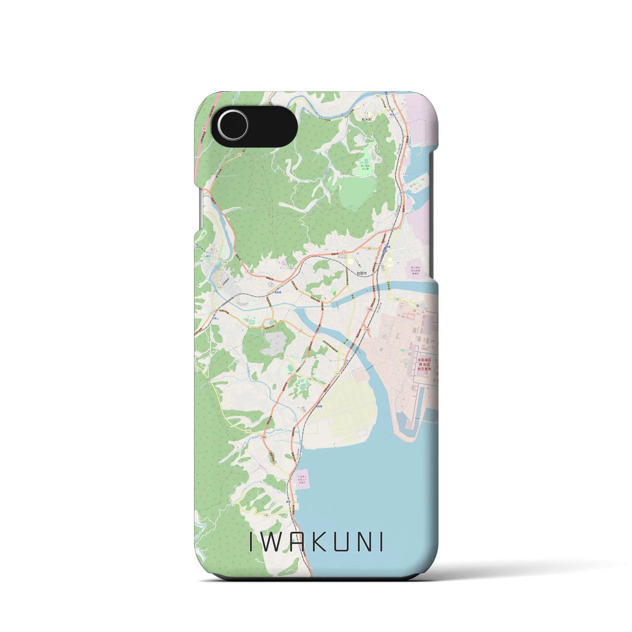 【岩国】地図柄iPhoneケース（バックカバータイプ・ナチュラル）iPhone SE（第3 / 第2世代） / 8 / 7 / 6s / 6 用