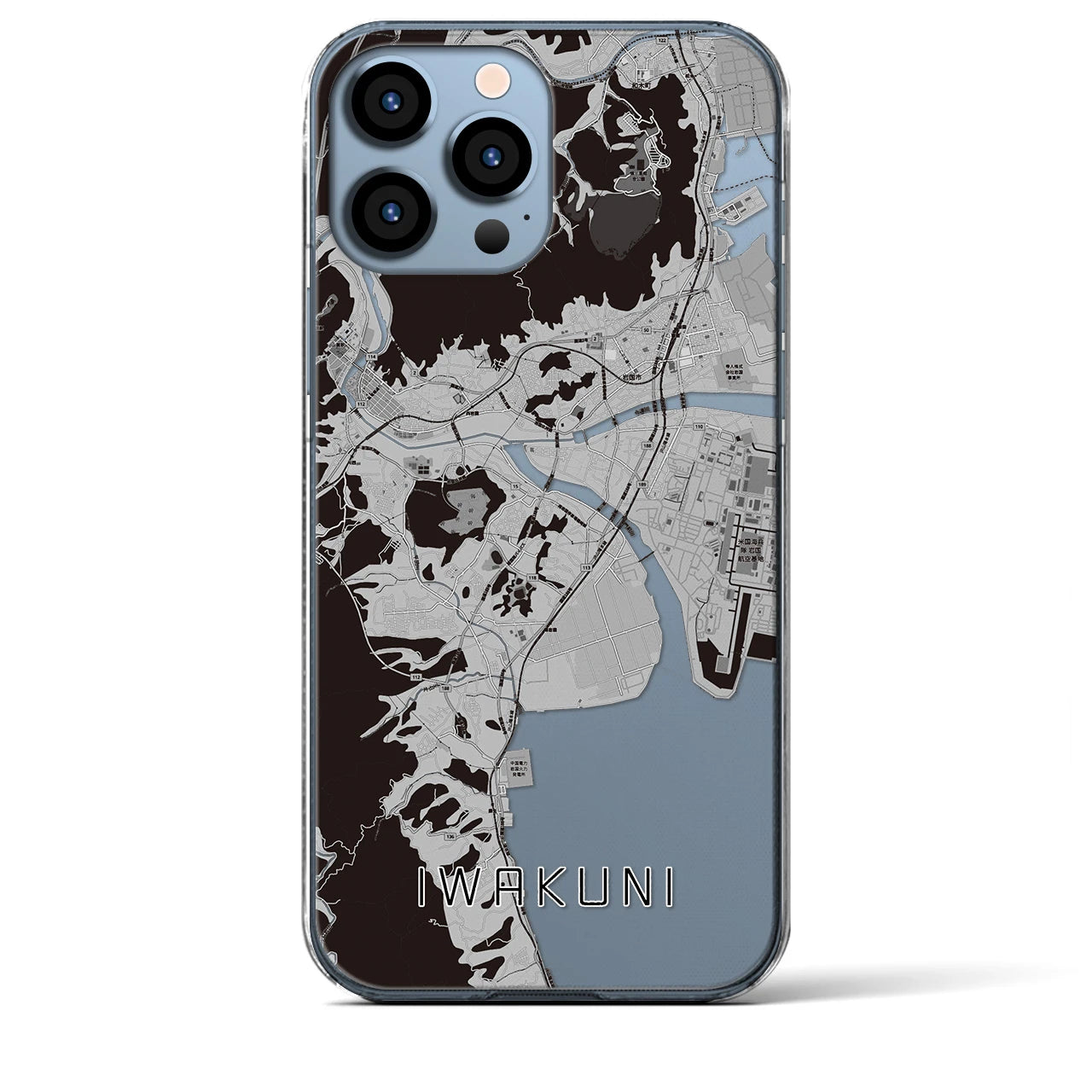 【岩国】地図柄iPhoneケース（クリアタイプ・モノトーン）iPhone 13 Pro Max 用