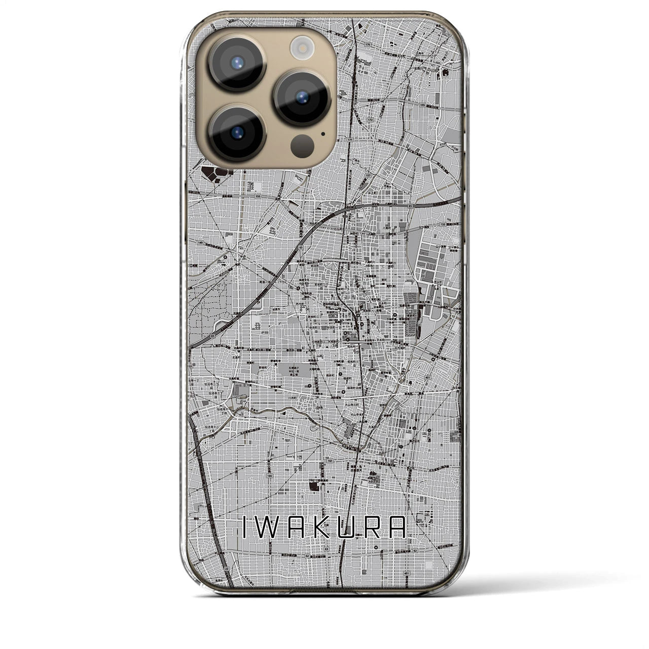 【岩倉】地図柄iPhoneケース（クリアタイプ・モノトーン）iPhone 14 Pro Max 用