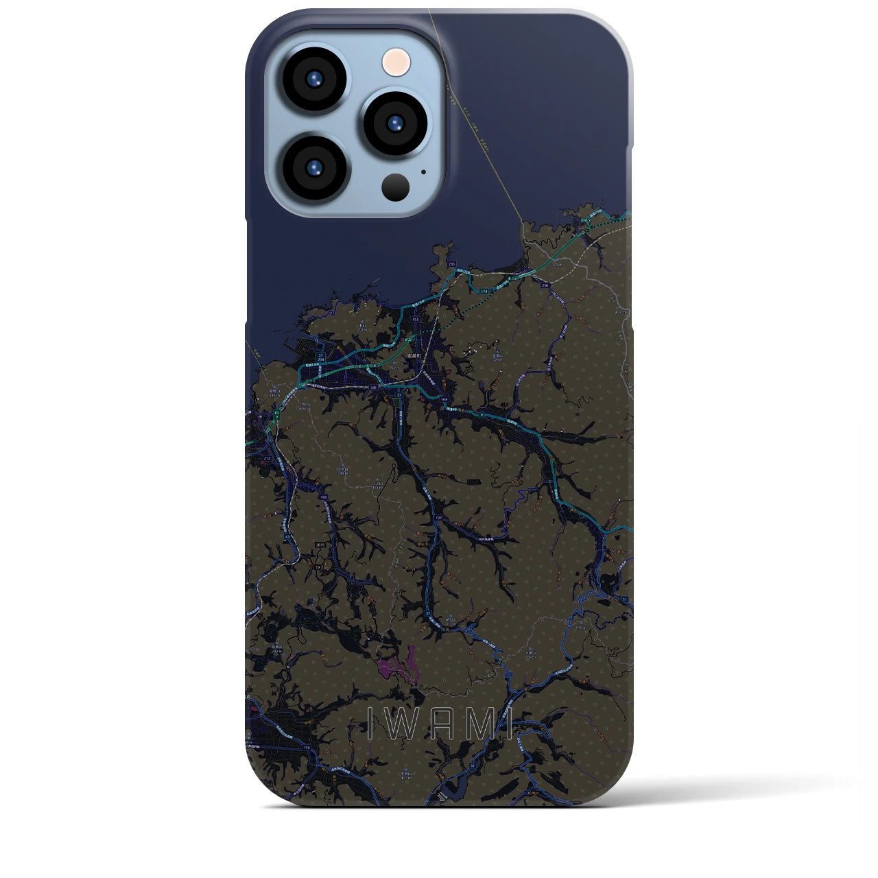 【岩美】地図柄iPhoneケース（バックカバータイプ・ブラック）iPhone 13 Pro Max 用
