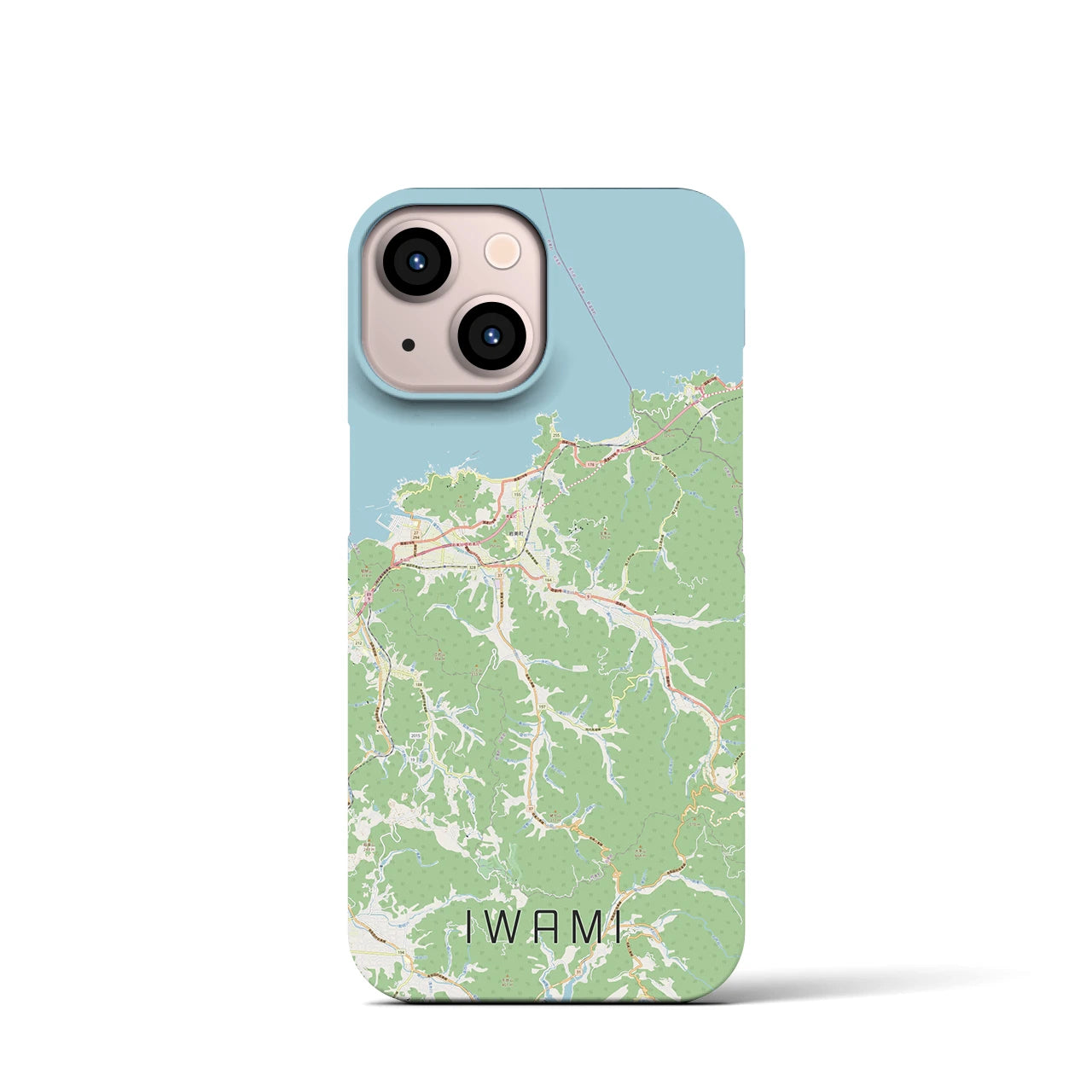 【岩美】地図柄iPhoneケース（バックカバータイプ・ナチュラル）iPhone 13 mini 用
