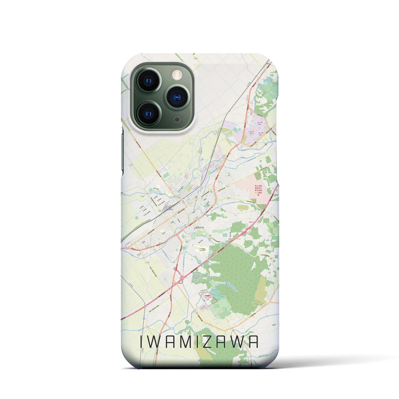 【岩見沢】地図柄iPhoneケース（バックカバータイプ・ナチュラル）iPhone 11 Pro 用