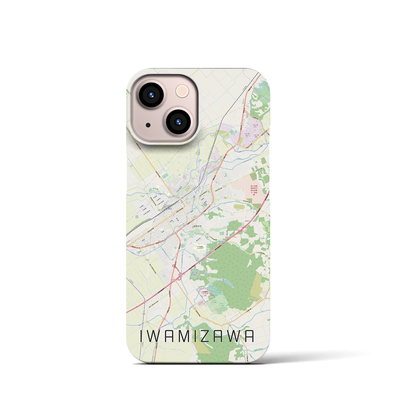 【岩見沢】地図柄iPhoneケース（バックカバータイプ・ナチュラル）iPhone 13 mini 用