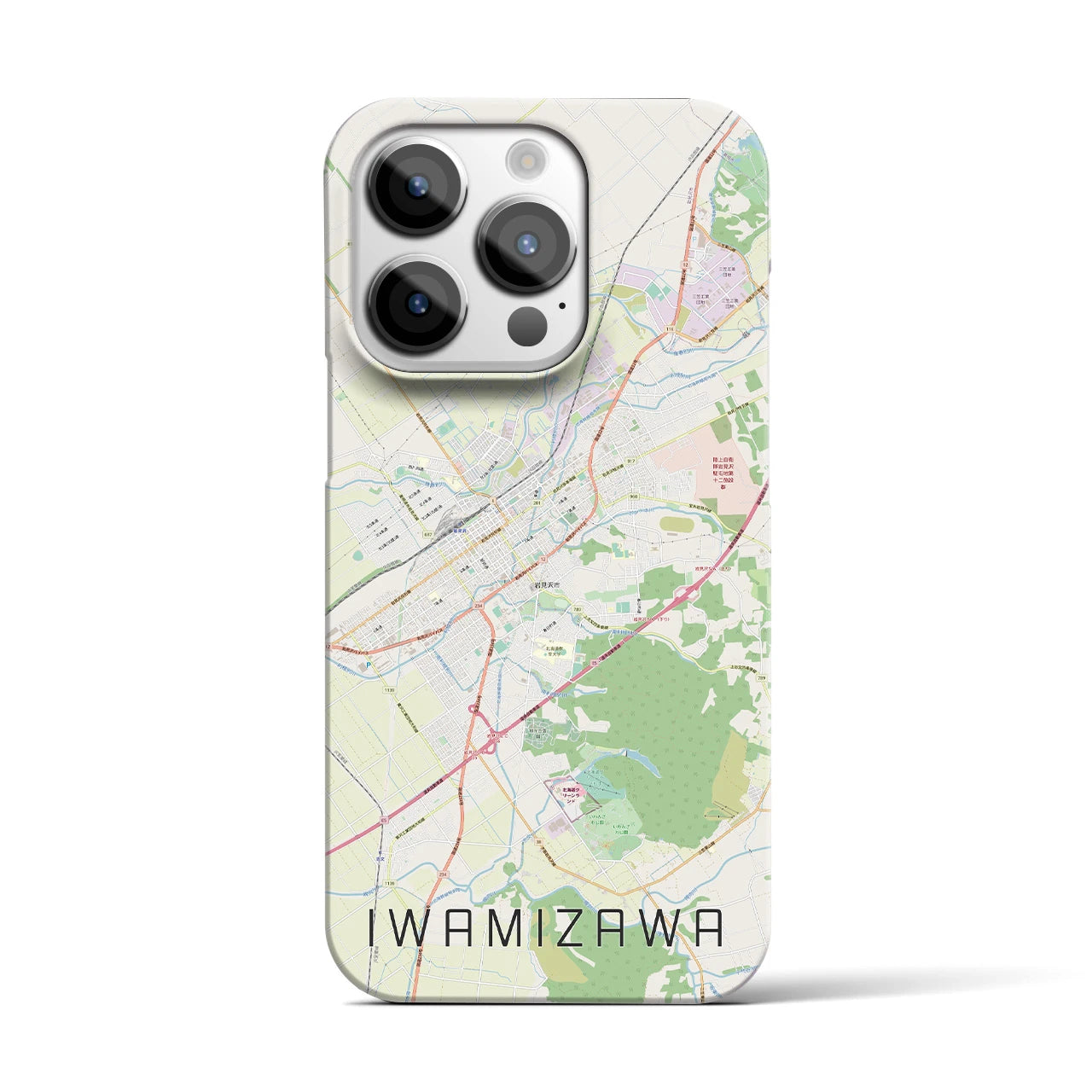 【岩見沢】地図柄iPhoneケース（バックカバータイプ・ナチュラル）iPhone 14 Pro 用