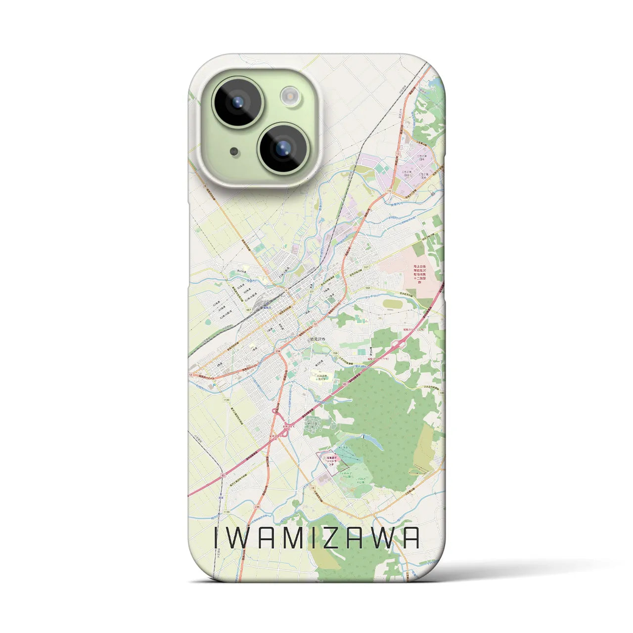 【岩見沢】地図柄iPhoneケース（バックカバータイプ・ナチュラル）iPhone 15 用