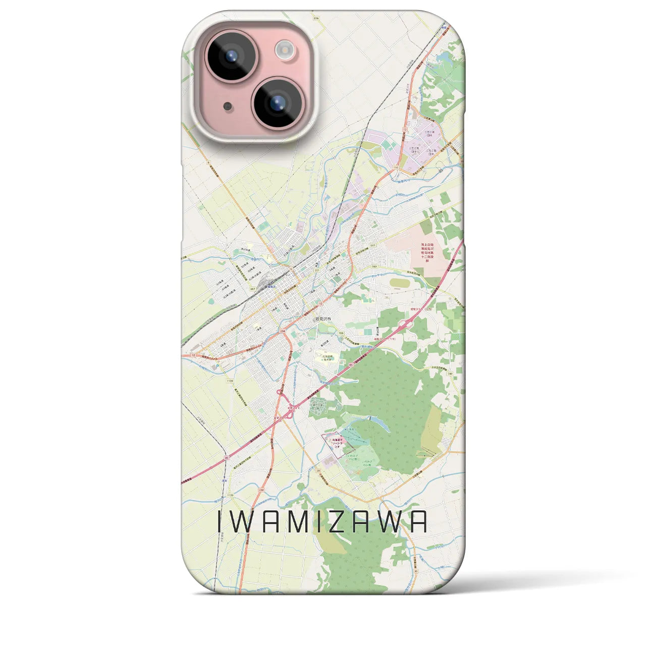 【岩見沢】地図柄iPhoneケース（バックカバータイプ・ナチュラル）iPhone 15 Plus 用