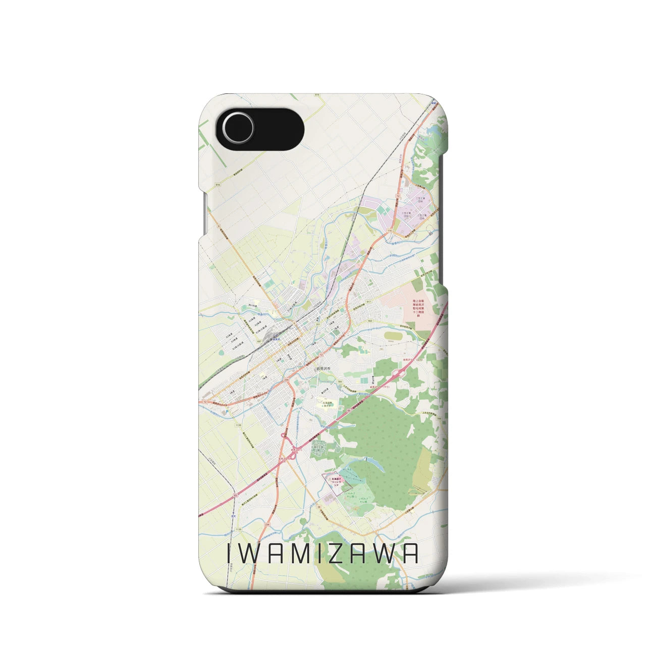 【岩見沢】地図柄iPhoneケース（バックカバータイプ・ナチュラル）iPhone SE（第3 / 第2世代） / 8 / 7 / 6s / 6 用