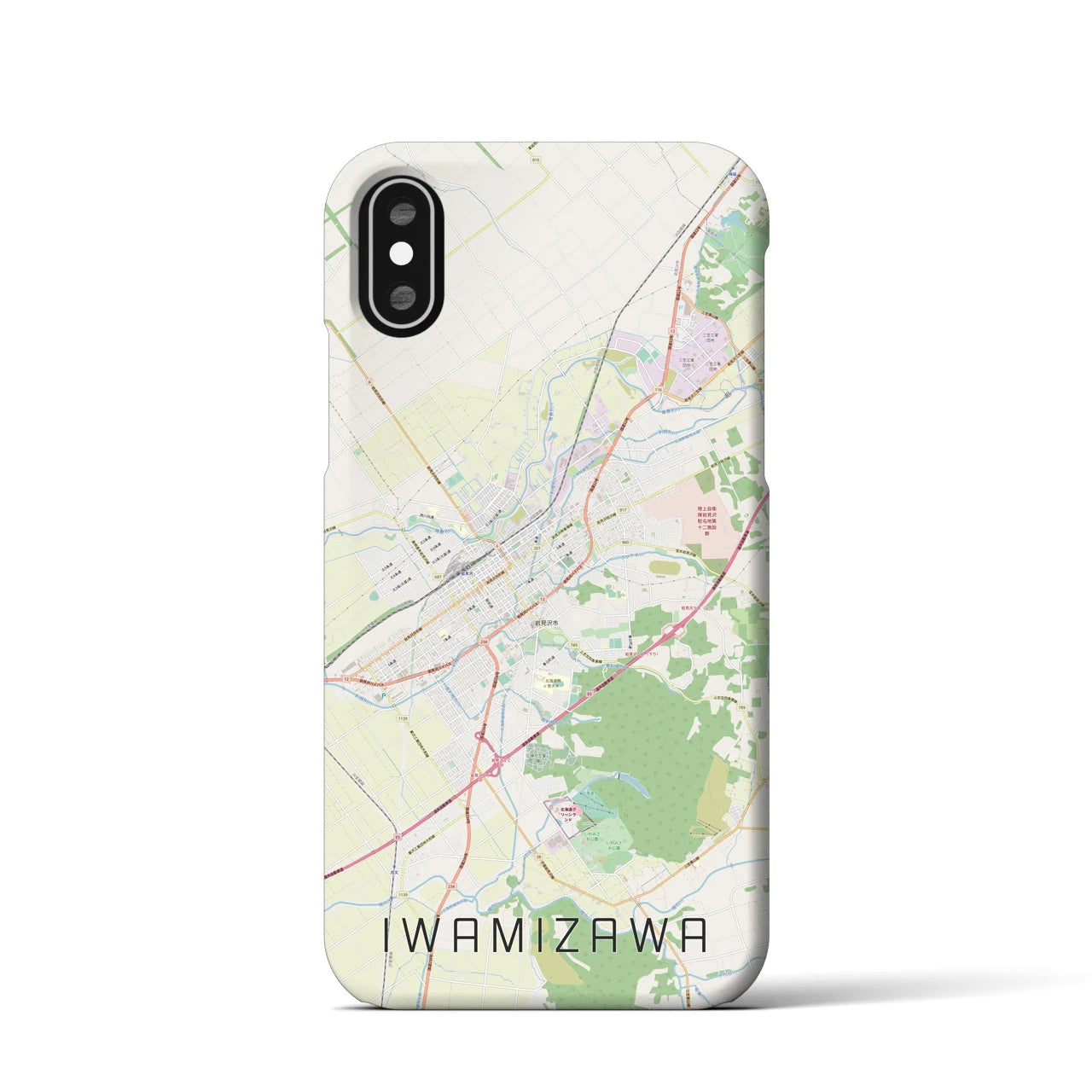【岩見沢】地図柄iPhoneケース（バックカバータイプ・ナチュラル）iPhone XS / X 用