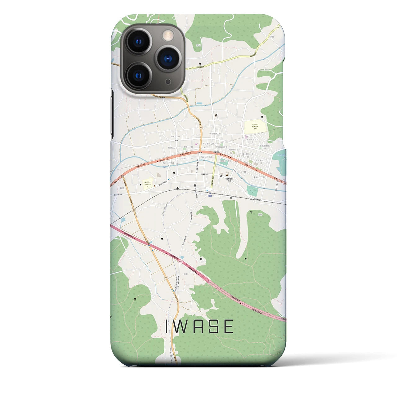 【岩瀬】地図柄iPhoneケース（バックカバータイプ・ナチュラル）iPhone 11 Pro Max 用