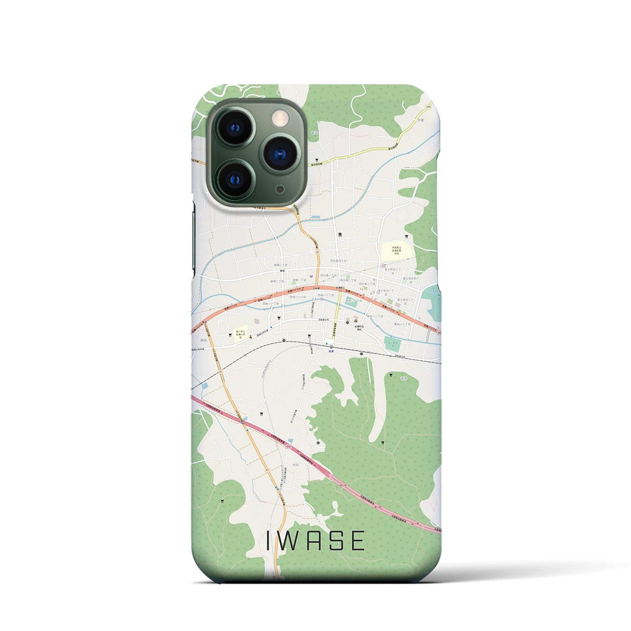 【岩瀬】地図柄iPhoneケース（バックカバータイプ・ナチュラル）iPhone 11 Pro 用